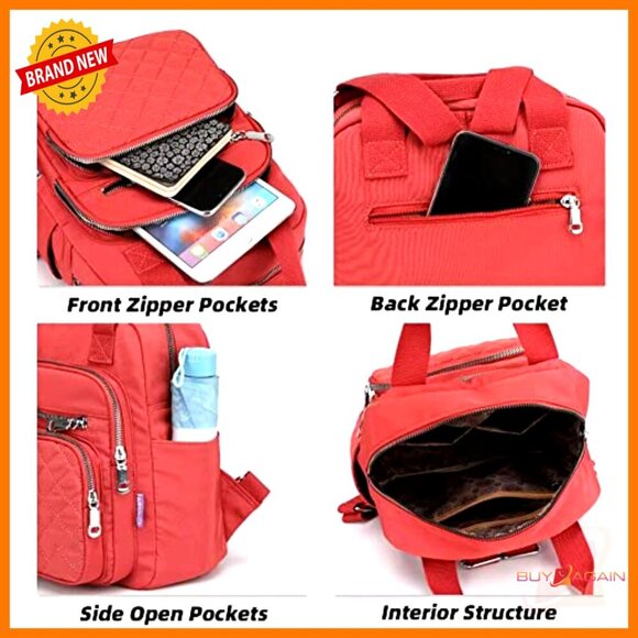 Small Quilted Backpack Waterproof Daypack Multi-Pocket Satchel Top Handle main image 4